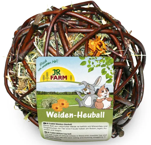 JR FARM loptička z vrbového prútia plnená senom pre hlodavce 80g/13cm