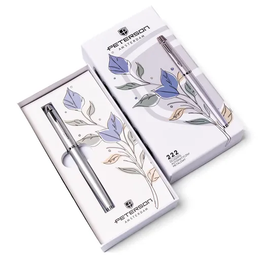 Kovové guľôčkové pero v odtieňoch sivej a striebornej – Peterson