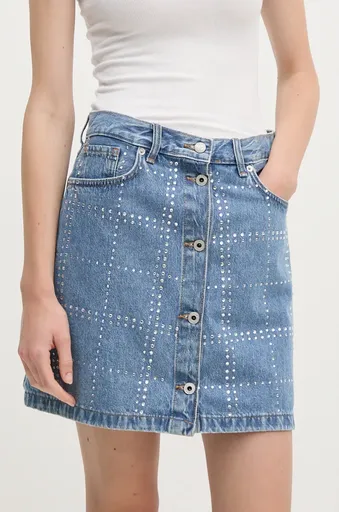 Rifľová sukňa Pepe Jeans MINI SKIRT HW GLITTER