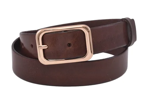 Kožený dámsky opasok 721-30-42 tmavohnedý pracka Zina Gold
