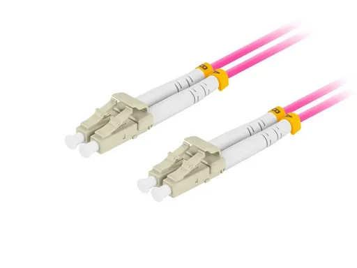 LANBERG optický patch cord MM LC/UPC-LC/UPC duplex 10m LSZH OM4 50/125 priemer 3mm, farba magenta