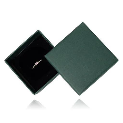 Tmavozelená darčeková krabička na šperky v tvare štvorca