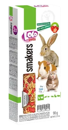 LOLOPETS tyčinka pre králiky a hlodavce jahoda 2ks/90g