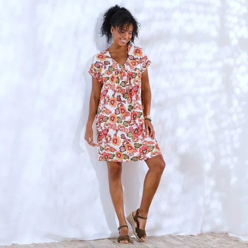 Krátke šaty s potlačou rastlín