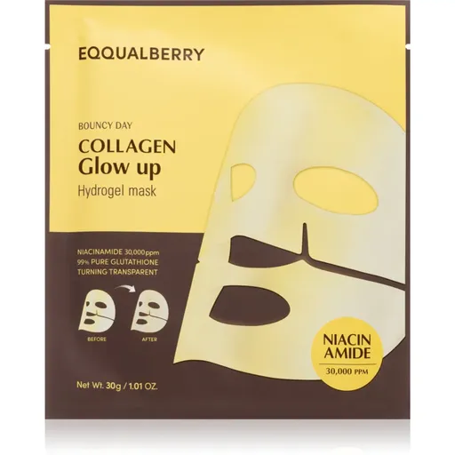 EQQUALBERRY Collagen Glow Up Hydrogel Mask plátenná maska s rozjasňujúcim a hydratačným účinkom s gélovou textúrou 30 g