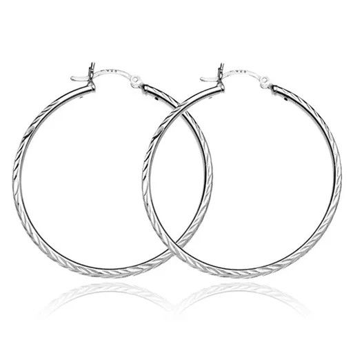 Okrúhle náušnice zo striebra 925 - vyhĺbené lístočky, 30 mm