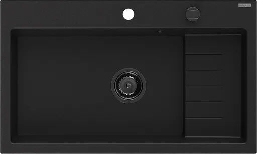 MEXEN/S MEXEN/S - Omar granitový drez 800 x 480 mm, čierna, čierny sifón 6520801005-77-B