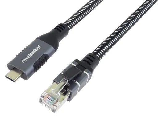 PremiumCord Ethernetový kábel USB-C na LAN RJ45 10/100/1000, 2m