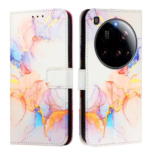 ART MARBLE Peňaženkový kryt pre Xiaomi 15 Ultra WHITE ORANGE