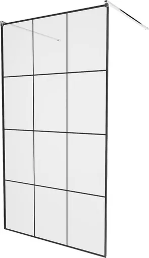 MEXEN/S - KIOTO samostatne stojaca sprchová zástena 100 x 200, transparent/čierna vzor 8 mm, chróm 800-100-002-01-77