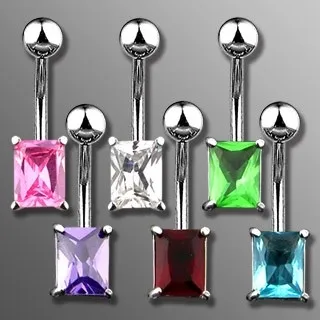 Piercing banán zirkón obdĺžnik - Farba zirkónu: Červená - R