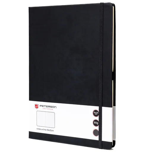 Čierny zápisník B5 s linajkami a tvrdou väzbou