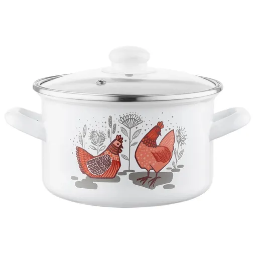 Emalia Pleszew Smaltovaný hrniec s pokrievkou Rubinka, 18 cm, 2,6 l, pr. 18 cm
