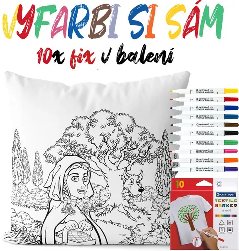 Vankúšik na vyfarbenie Červená Čiapočka (Velikost polštáře: 40 x 40 cm)