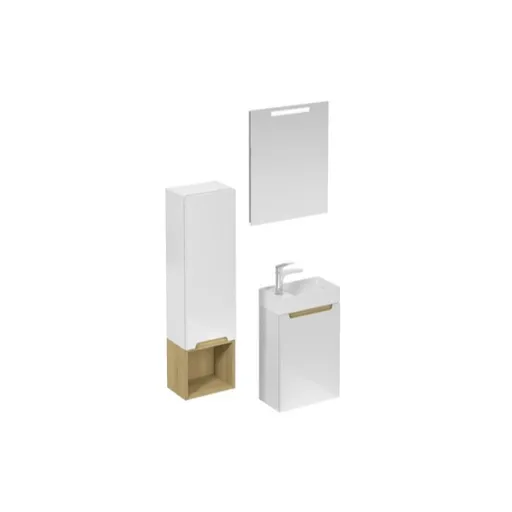 Kúpeľňová zostava s umývadlom vrátane umývadlovej batérie, vtoku a sifónu Naturel Stilla biela lesk KSETSTILLA020