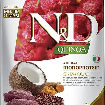 N&D grain free quinoa dog skin&coat venison & coconut 7 kg (8010276035677)