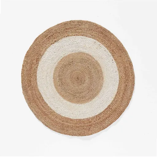 Okrúhly dvojfarebný koberec z juty a bavlny