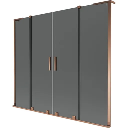 MEXEN/S - Velar L Duo dvojkrídlová posuvná vaňová zástena 180 x 150, grafit, ružové zlato 896-180-003-42-60