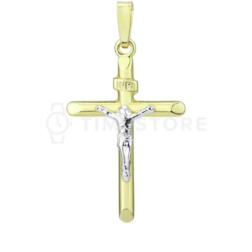 Strieborný prívesok zlatej farby v tvare kríža TS-PE-0012