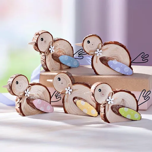 Weltbild Dřevěná dekorace Ptáček, sada 5 ks