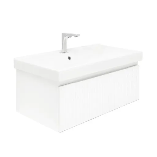 Kúpeľňová skrinka s batériou a umývadlom SAT Evolution 1 78x30x44, 8 cm biela mat SATEVO80WMU1B