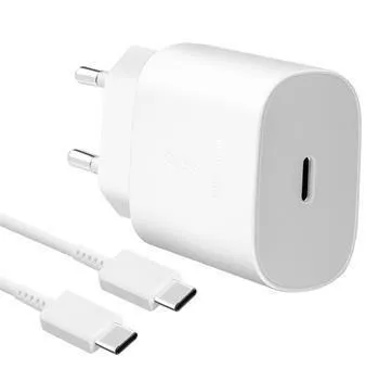 Samsung sieťová nabíjačka EP-TA800EWE + kábel EP-DA905BWE USB-C, 25W, biela, (bulk)