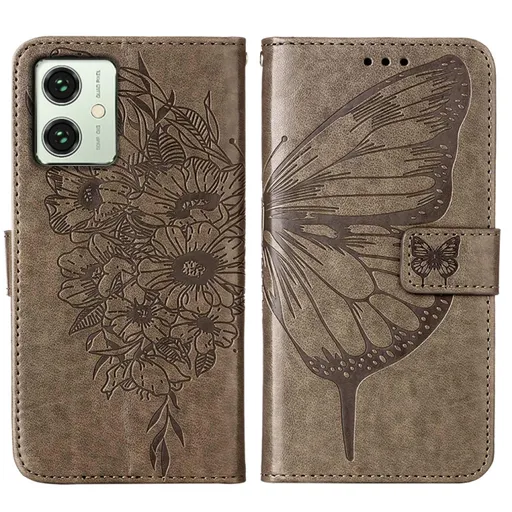ART BUTTERFLY Peňaženkový obal pre Motorola Moto G54 5G / G54 Power Edition 5G šedý