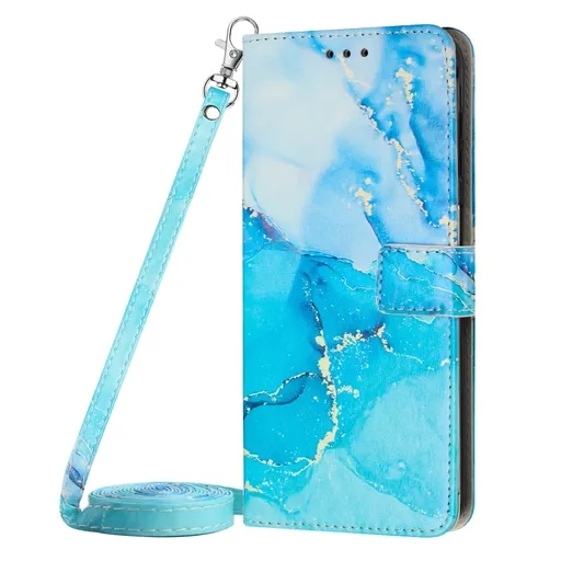 ART MARBLE Peňaženkový kryt s remienkom Motorola Moto E13 BLUE