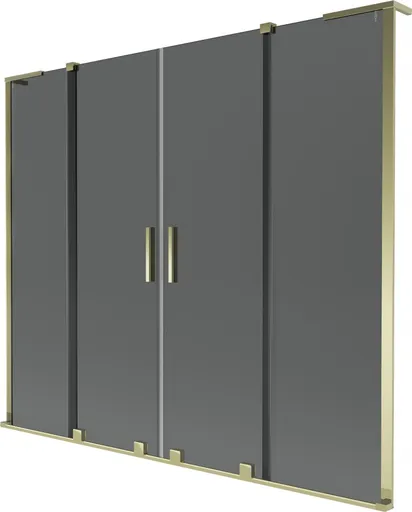 MEXEN/S - Velar L Duo dvojkrídlová posuvná vaňová zástena 200 x 150, grafit, zlatá 896-200-003-42-50