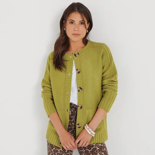 Sveter na gombíky, z úpletu s plastickým vzorom