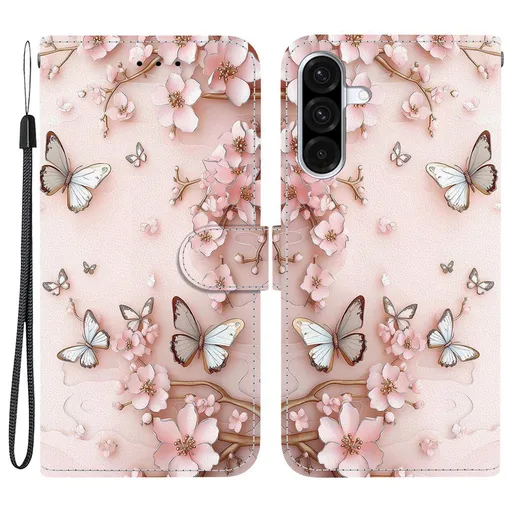 ART Peňaženkový obal pre Samsung Galaxy A56 PINK BUTTERFLY