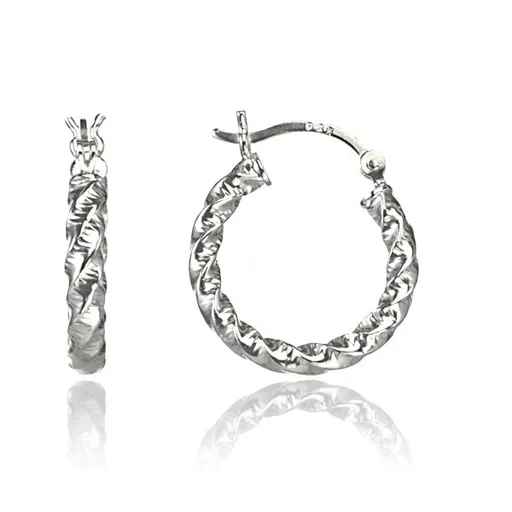 Strieborné náušnice kruhy 925 - hrubá stočená línia so zárezmi, 18 mm