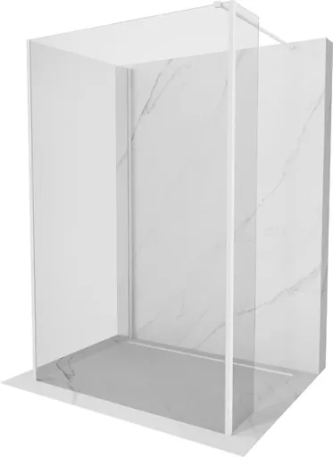 MEXEN/S - Kioto Sprchová zástena WALK-IN 125 x 70 x 40, transparent, biela 800-125-070-221-20-00-040