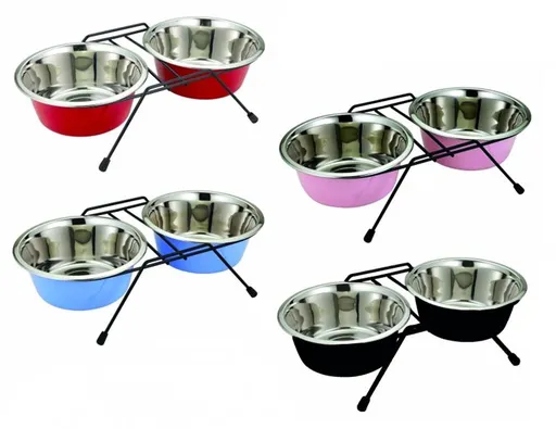 DUVO+ Stojan s dvomi miskami nerez priemer 16cm, 2x0,95l