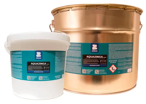 ZINGA Aquazinga - dvojzložkový zinkový náter do 600°C  a galvanickými vlastnosťami 25 kg kovovo šedá