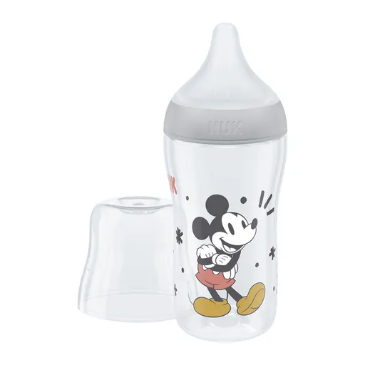 NUK Fľaša kojenecká Mickey s kontrolou teploty Perfect Match 260 ml šedá