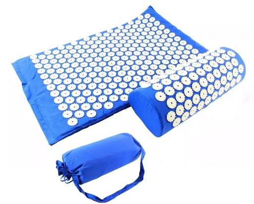 Akupresúrna podložka 65 cm x 40 cm x 2 cm s vankúšom, Modrá