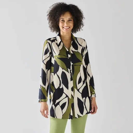 Tunika s grafickým vzorom a gombíkmi