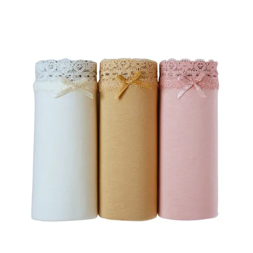 Súprava 3 midi nohavičiek  z bavlny a čipky