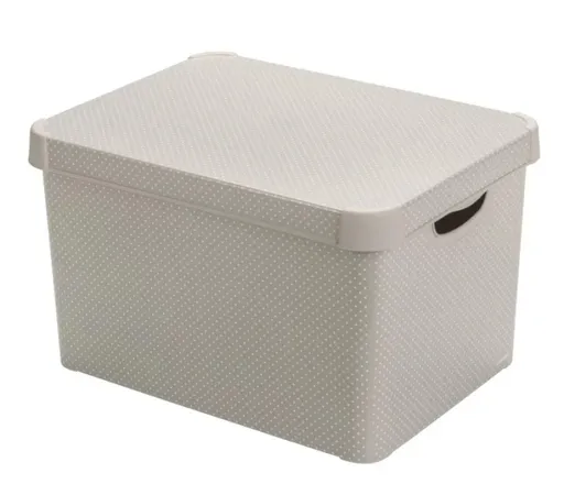 CURVER Úložný box STOCKHOLM L s vekom |  sivá s bodkami