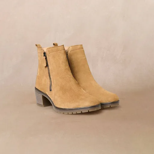 Nízke čižmy na podpätku Pédiconfort®, z koženej usne, extra široké