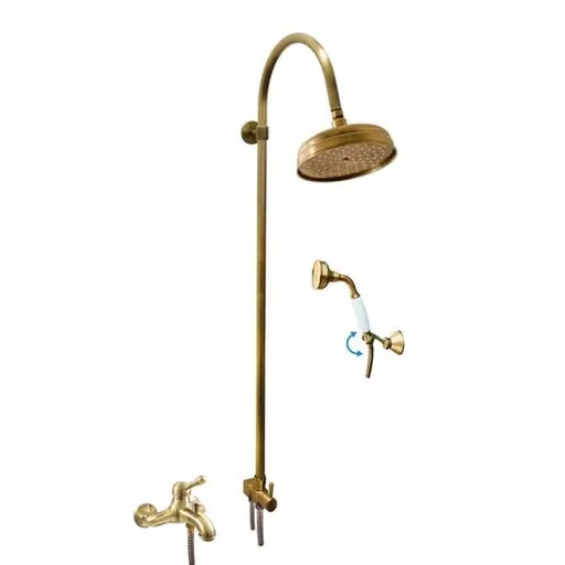 Vaňová batéria RAV Slezák LABE so sprchovacím setom 150 mm stará mosadz L054.5/3SM