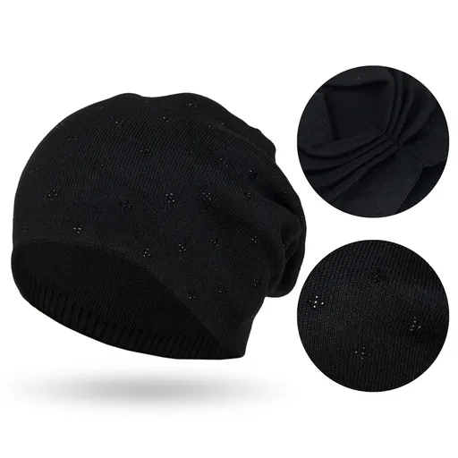 Teplá dámska beanie čiapka s kryštálikmi – Peterson