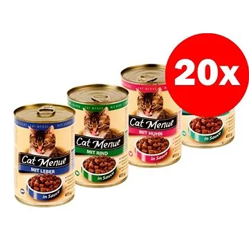 Konzerva Cat Menue mix balení - 4 príchute - kuracia, hovädzia, pečeň, ryba - 20 × 415 g (9120041364082)