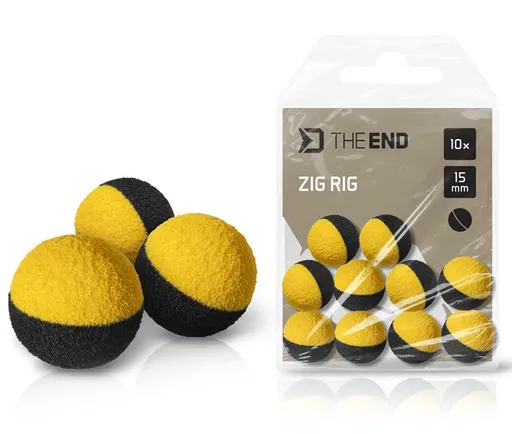 Delphin penové plávajúce boilie theend zig rig čierno-žlté 10 ks - 15 mm