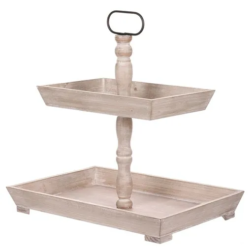 Dekoračný Etažér 2 poschodový, drevený, biela