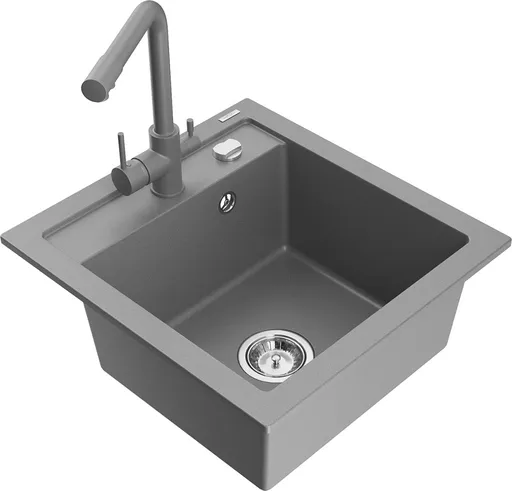 MEXEN/S MEXEN/S - Vito granitový drez 1-miska vrátane batérie Duero, čierna/strieborná metalík 6503-73-671600-00