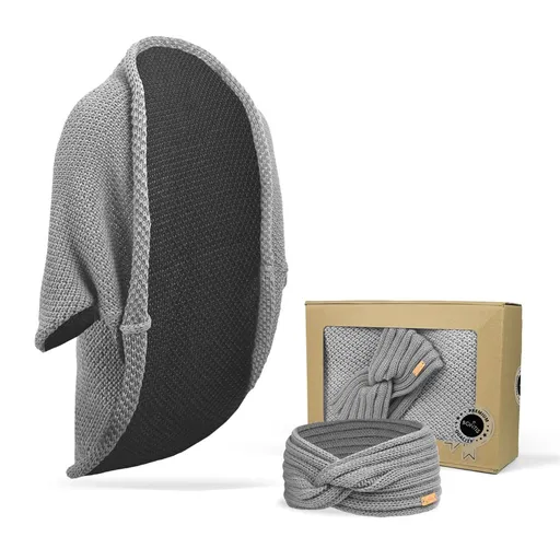 Bontis Darčekové balenie: Pletený kardigán a čelenka - Svetlošedá