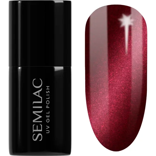 Semilac UV Hybrid Silk Effect gélový lak na nechty s použitím UV/LED lampy odtieň 467 Red Candle Flash 7 ml