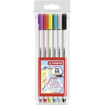 STABILO Pen 68 brush, 6 ks, puzdro (4006381546119)
